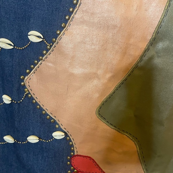 AMAZING vintage 70s 80s Molato denim dress with shell and abstract female face - Picture 5 of 8
